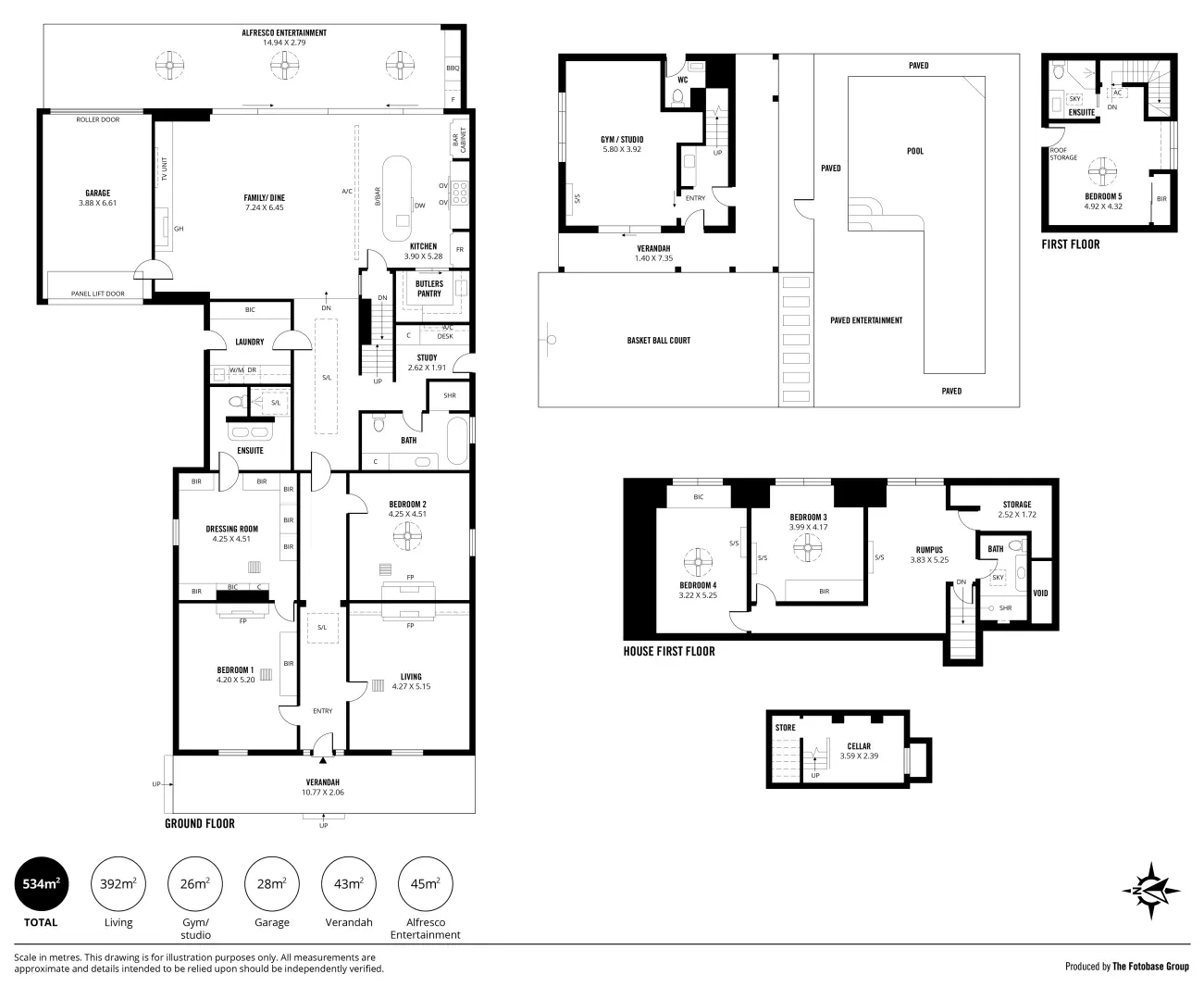 Floor plan of 50 Elizabeth Street, Norwood — ground floor, first floor and guest residence