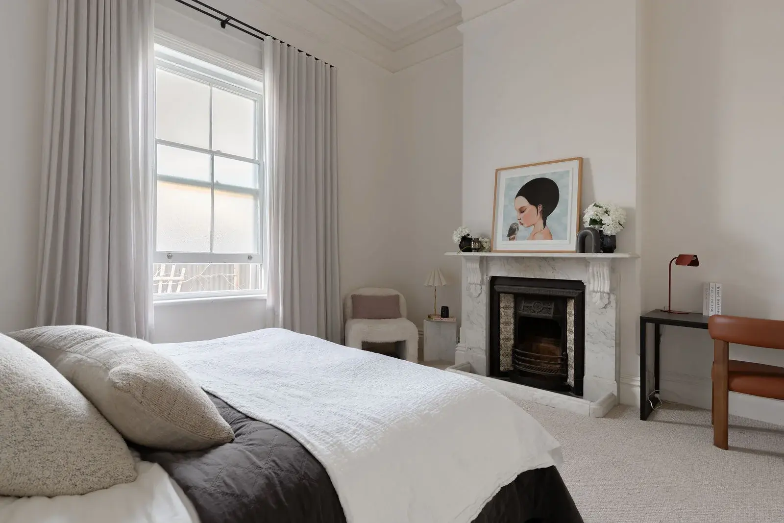 Heritage bedroom with Carrara marble fireplace